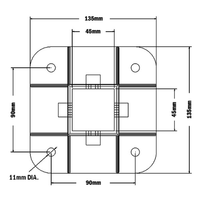 33-4545-1SS MODULAR SOLUTIONS MOUNTING FOOT 4 SIDED FOR 45 X 45 FULLY ENCLOSED